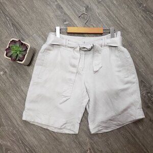 Cassis Linen Blend Shorts Tie Front Pockets Sz 6